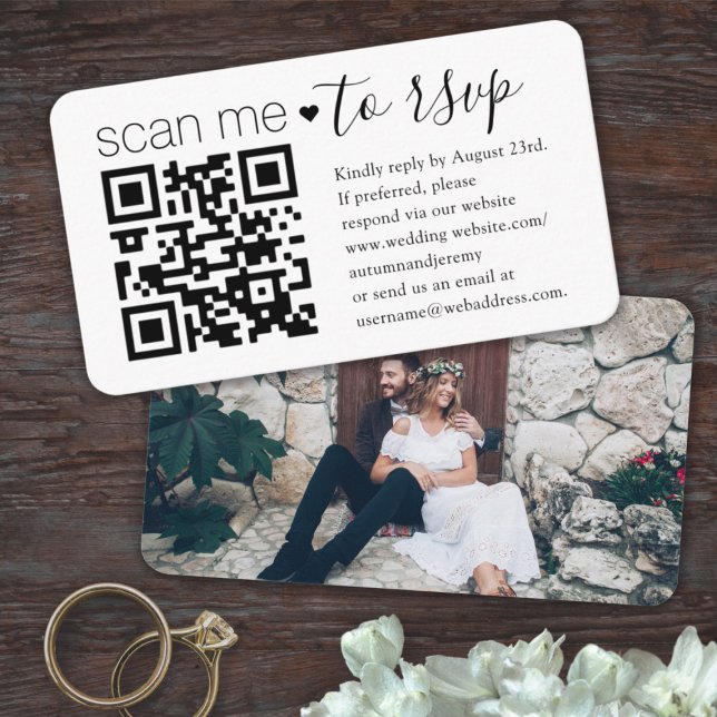 50 Pack QR RSVP Wedding Website Photo Enclosure Business Card (Creator Uploaded)