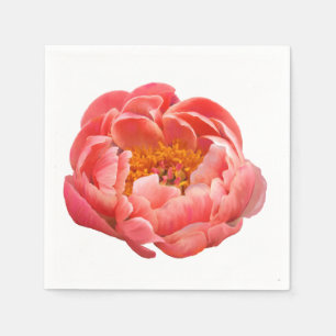50 Paper Napkins - Coral Peony