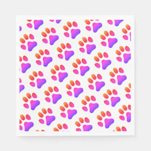50 Paper Napkins - Groovy Paw Prints