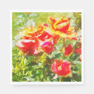 50 Paper Napkins Orange Roses