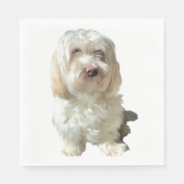 50 Paper Napkins - White Havanese (Front)