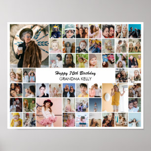 50 Photo Collage Personalised Birthday Gift Poster