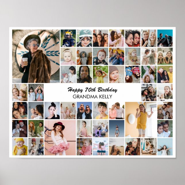 50 Photo Collage Personalised Birthday Gift Poster (Front)