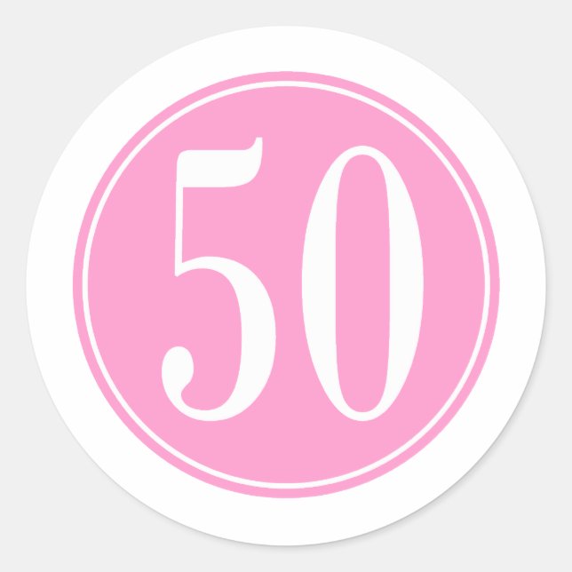 #50 Pink Circle Classic Round Sticker (Front)