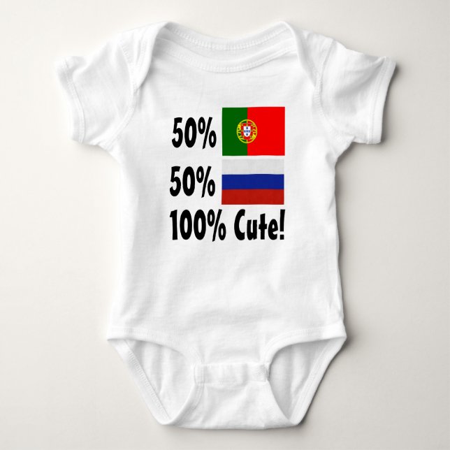 50% Portuguese 50% Russian 100% Cute Baby Bodysuit (Front)