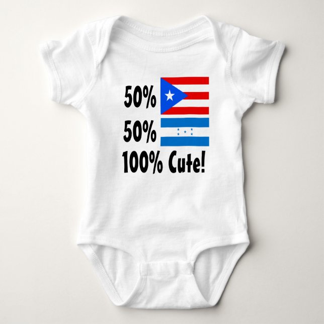 50% Puerto Rican 50% Honduran 100% Cute Baby Bodysuit (Front)