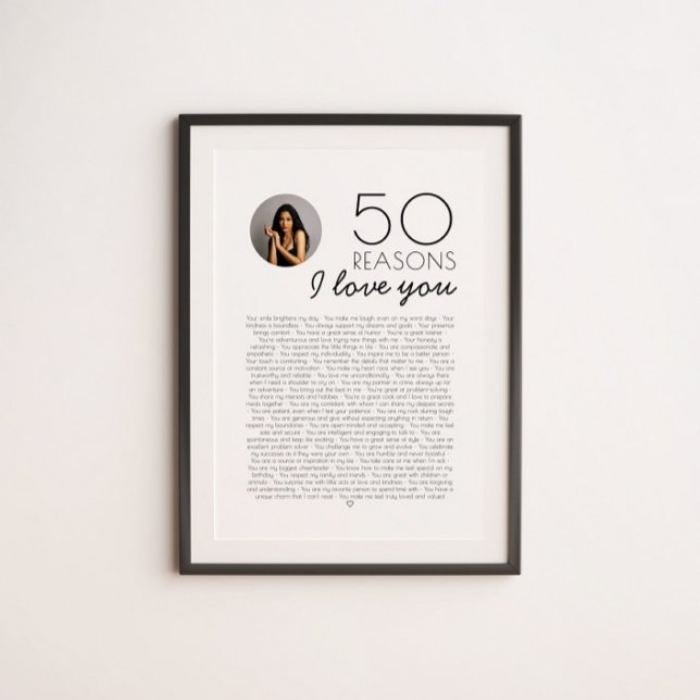 50 Reasons I Love You Gift For Milestone Birthday Poster (Creator Uploaded)