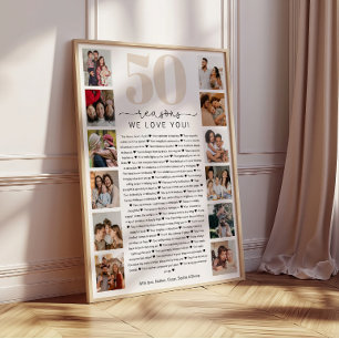 50 Reasons We Love You Birthday Keepsake Gift Poster