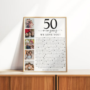 50 Reasons We Love You Birthday or Anniversary Poster