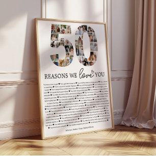50 Reasons We Love You Photo Collage Keepsake Gift Poster