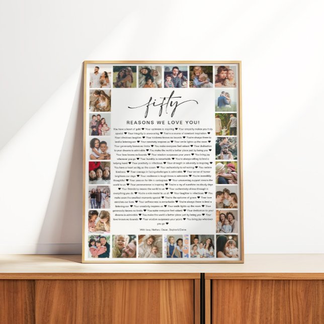 50 Reasons We Love You Photo Collage Keepsake Gift Poster (Creator Uploaded)