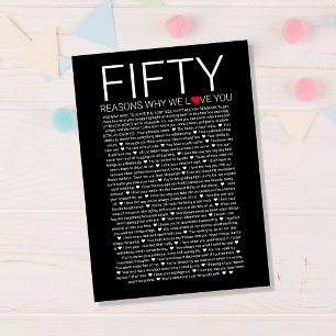 50 Reasons Why We Love You Paper Print - Custom