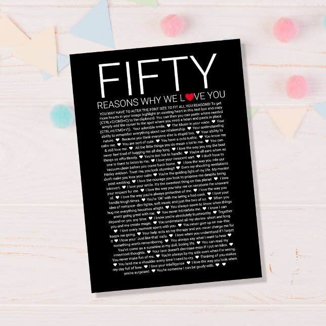 50 Reasons Why We Love You Paper Print - Custom (Creator Uploaded)