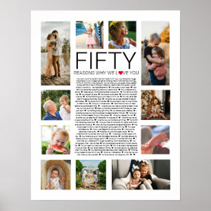 50 reasons why we love you photo collage poster