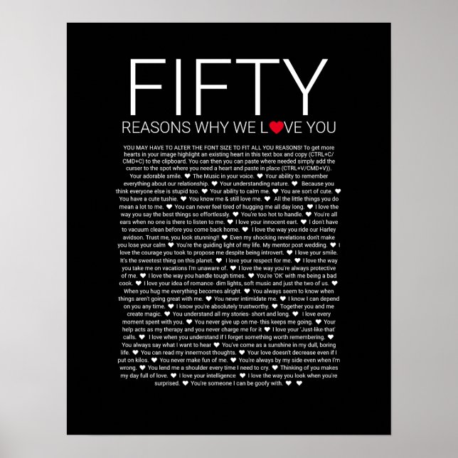 50 reasons why we love you wedding vow love you poster (Front)
