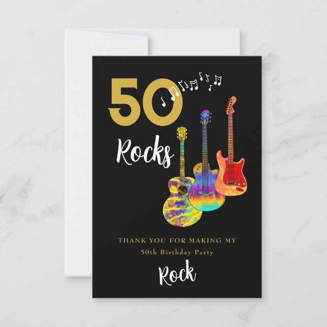 50 Rocks 50th Birthday Party Thank You (Front)