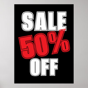 50% Sale Sign, Retail Store Signage, Business Sale Poster