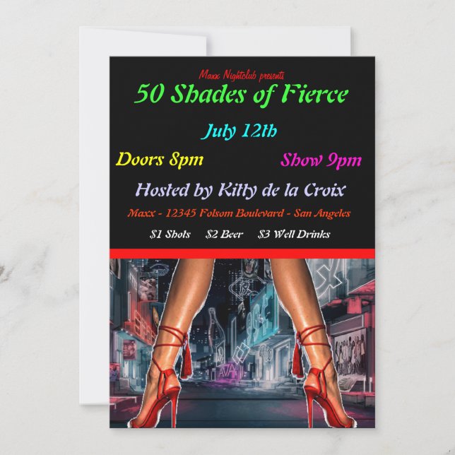 50 Shades of Fierce Event Invitations (Front)