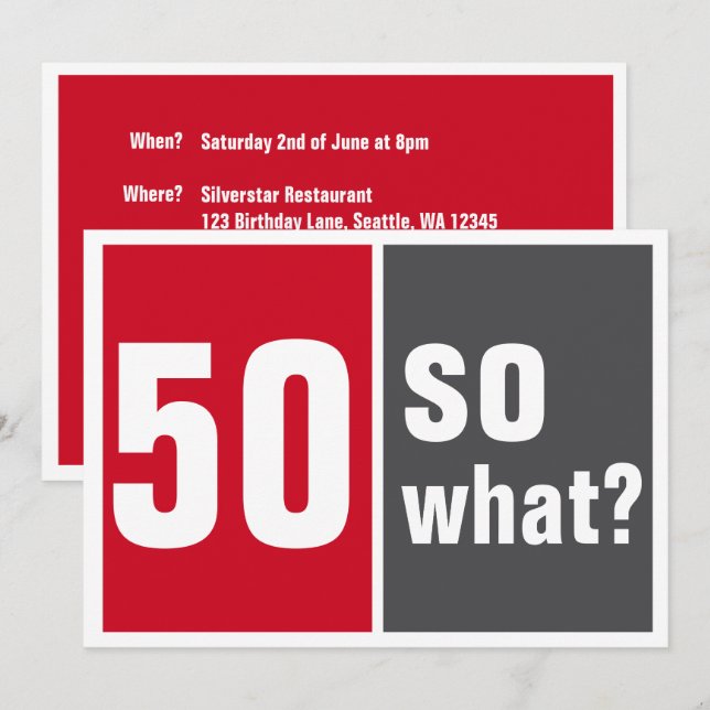50 so what? invitation (Front/Back)