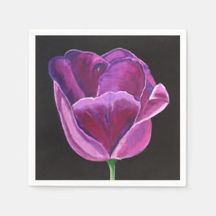 50 Standard Cocktail Napkins with Midnight Tulip