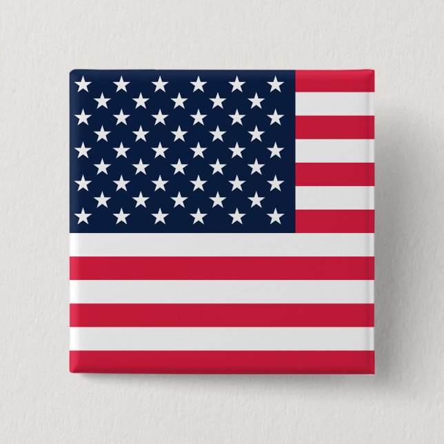 50-Star American Flag: Old Glory Stars and Stripes 15 Cm Square Badge (Front)