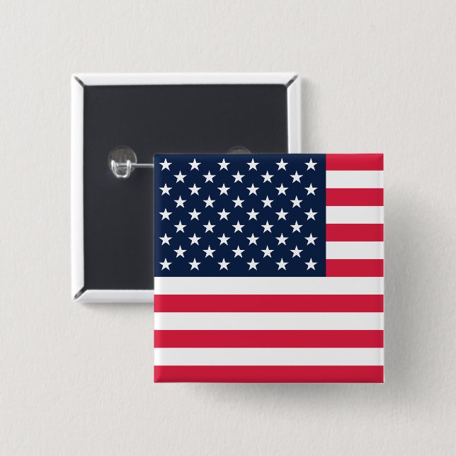 50-Star American Flag: Old Glory Stars and Stripes 15 Cm Square Badge (Front & Back)