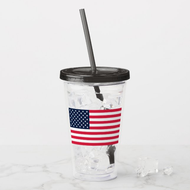 50-Star American Flag: Old Glory Stars and Stripes Acrylic Tumbler (Front Ice)