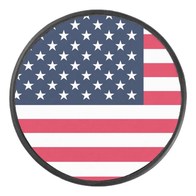 50-Star American Flag: Old Glory Stars and Stripes Hockey Puck (Front)
