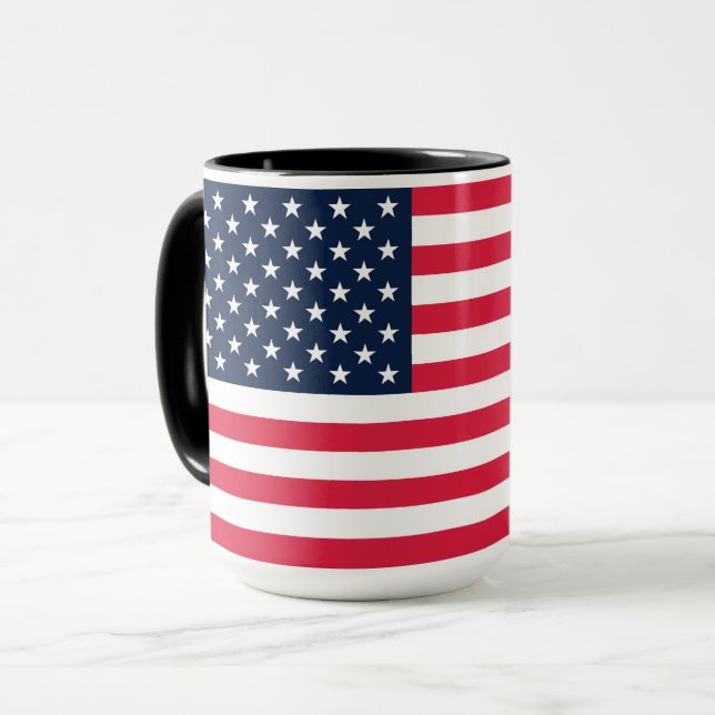 50-Star American Flag: Old Glory Stars and Stripes Mug (Front Left)