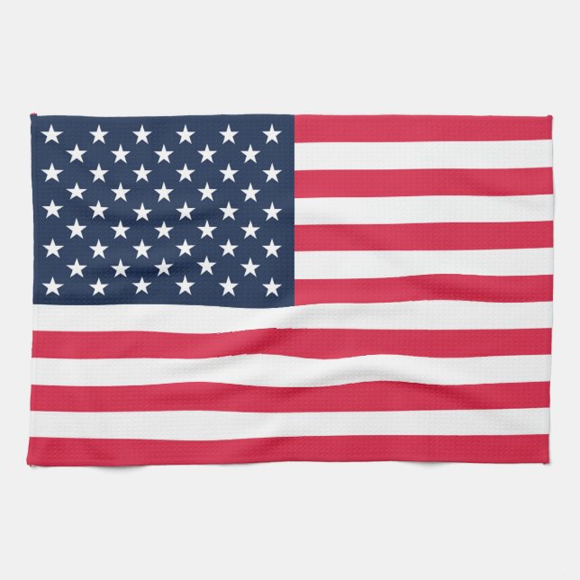 50-Star American Flag: Old Glory Stars and Stripes Tea Towel (Horizontal)