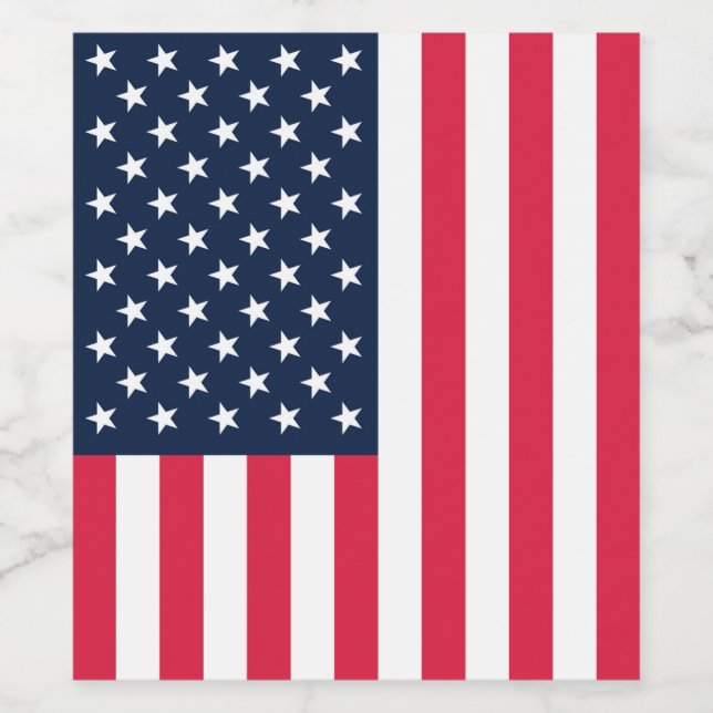 50-Star American Flag: Old Glory Stars and Stripes Wine Label (Single Label)