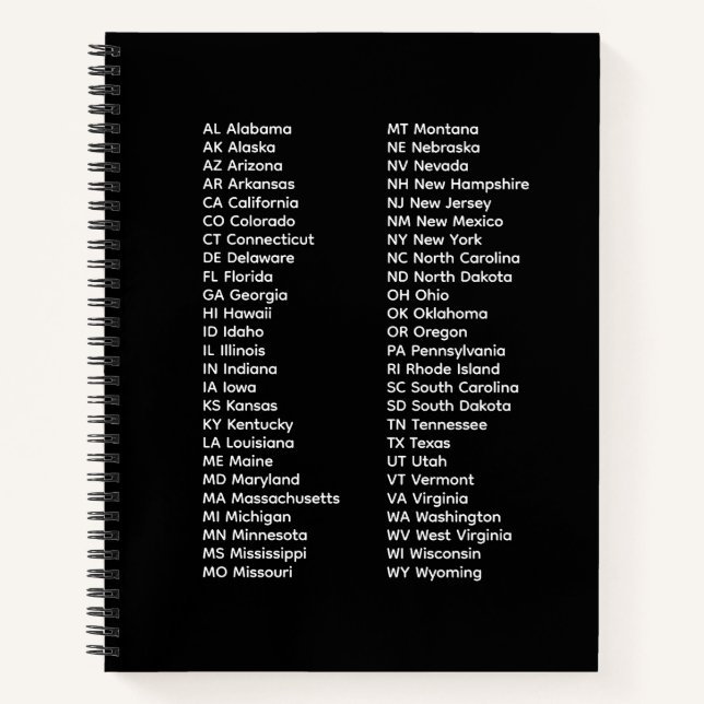 50 States Spiral Notebook (Front)