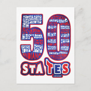 50 STATES USA POSTCARD