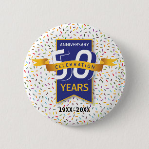 50 th ANNIVERSARY Design 6 Cm Round Badge