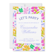 50 th  floral elegant chic watercolor Invitation