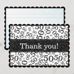 50 "Thank you!" Black/White Number Pattern Thank You Card