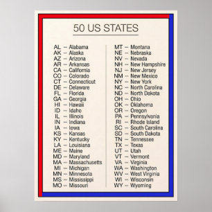 ★ 50 United States of America Full U.S. State Poster