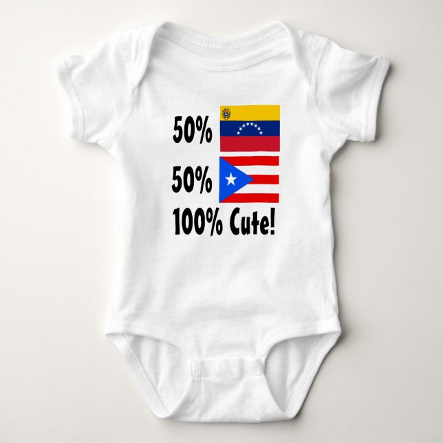 50% Venezuelan 50% Puerto Rican 100% Cute Baby Bodysuit (Front)