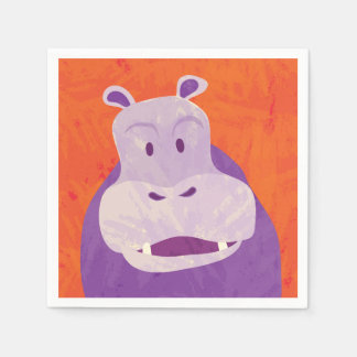 50 Whimsical Hippo 4.75" Paper Napkins For Parties