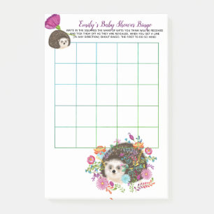 50 x BINGO Game Sheets for Baby Hedgehog Post-it Notes