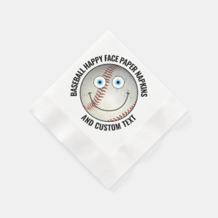 50 x Custom Baseball Party BLUE EYES Happy Face Napkin