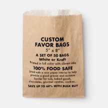 50 x Custom Personalised Kraft Favour Bags