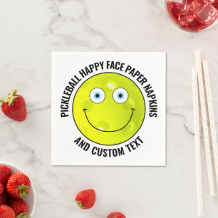 50 x Custom Pickleball Party BLUE EYES Happy Face Napkin
