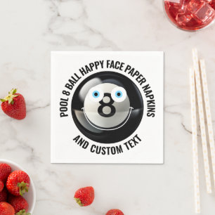 50 x Custom Pool 8 Ball Party BLUE EYES Happy Face Napkin
