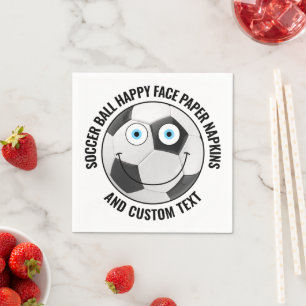 50 x Custom Soccer Party BLUE EYES Happy Face Napkin