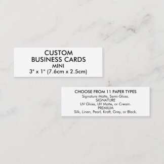 50 x MINI Size 3" x 1" Smallest Size Business Card