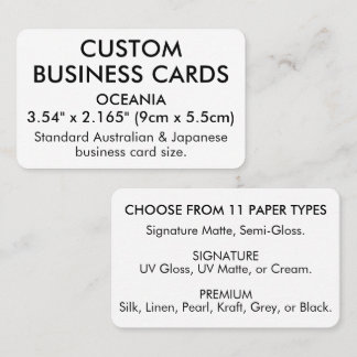 50 x OCEANIA Size 3.54" x 2.165" w/ Rounded Edges Business Card