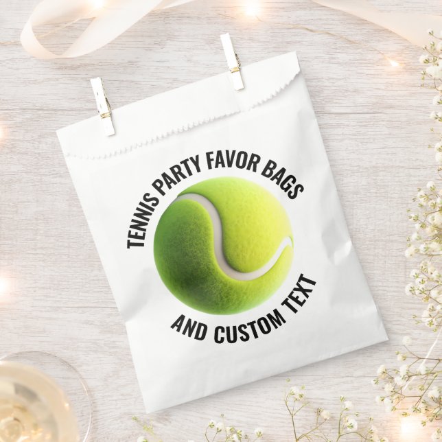 50 x Tennis Ball Personalised Text Favour Bags (Clipped)