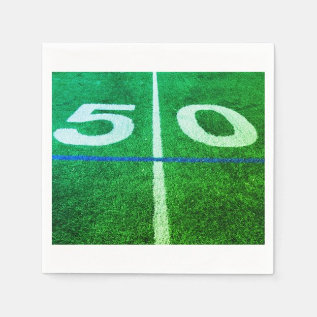50 yard line photograph football field napkin (Front)