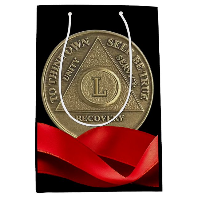 50 Year AA Anniversary Coin Red Ribbon Medium Gift Bag (Front)